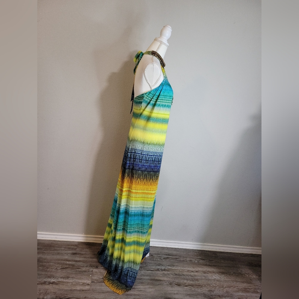 Sky Vibrant Blue and Yellow Maxi Dress - Picture 3 of 6